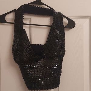 Woman's L sequined halter